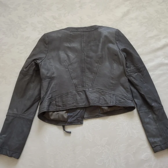 Boden limited edition leather biker Moto cropped asymmetric jacket